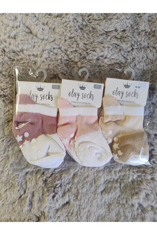 Детские носки для мальчиков хлопковые комплект 3 шт Basics Olay Socks, Beige-Pink-Crimson — фото 2