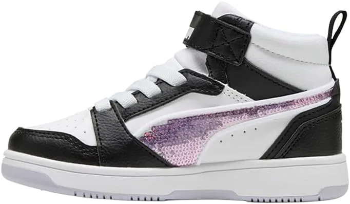 Детские кроссовки для девочек с блестками Rebound V6 Mid PUMA, Black — фото 3