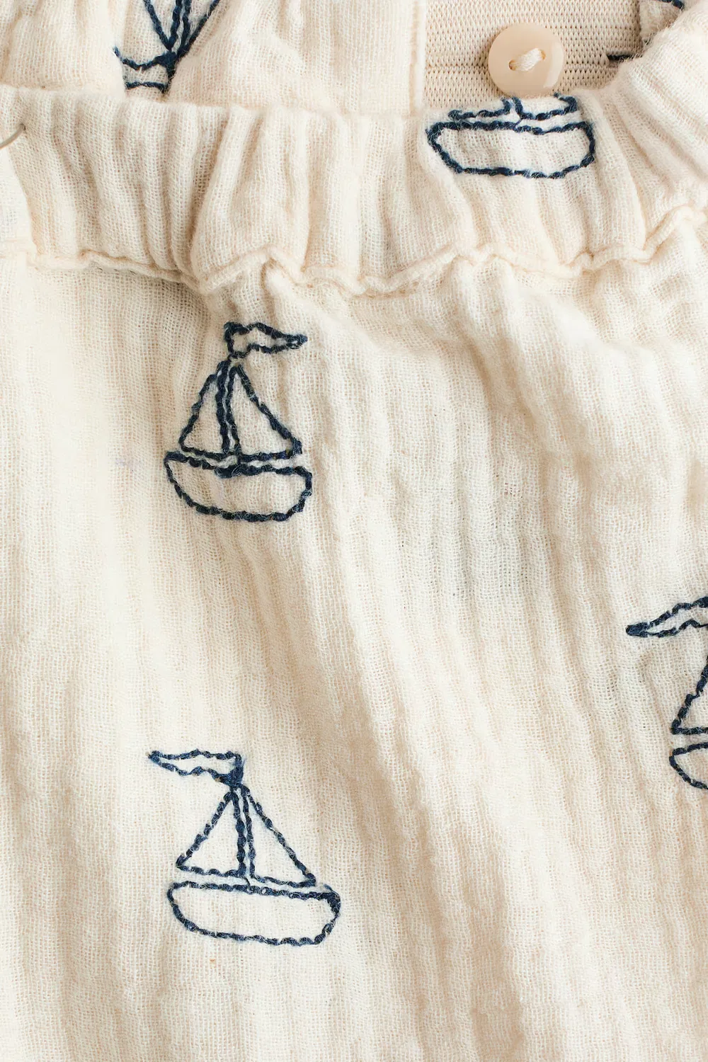 Хлопковый комплект из двух предметов: рубашка и шорты H&M, Hellbeige/Segelboote — фото 3