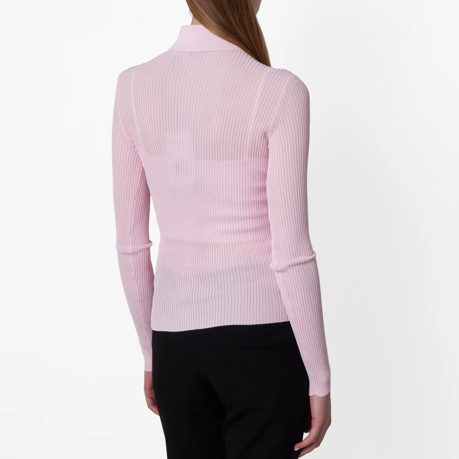 Женская рубашка с длинным рукавом Rib Knit Long-Sleeved Shirt Burberry, Cameo — фото 4