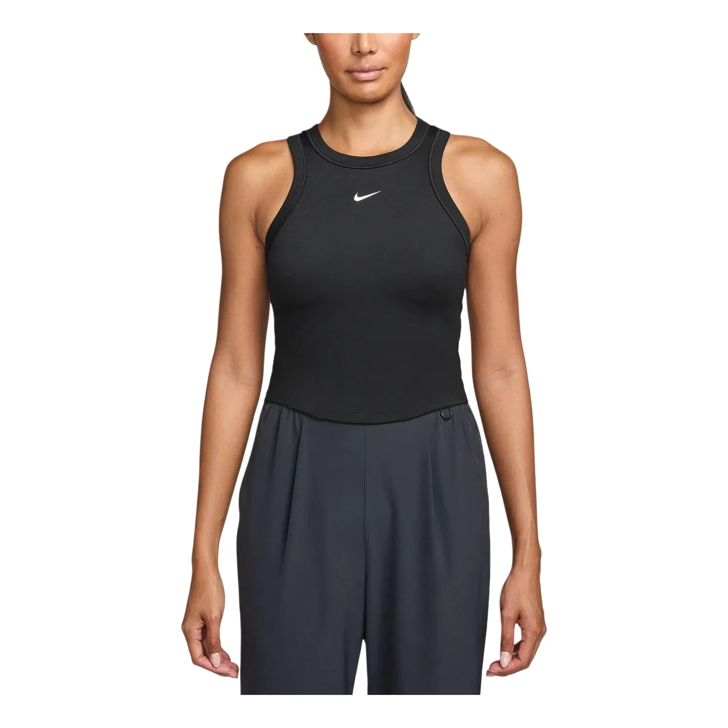 Женская футболка One Fitted Dri-FIT Cropped Tank Top 'Black White' Nike, Black/White