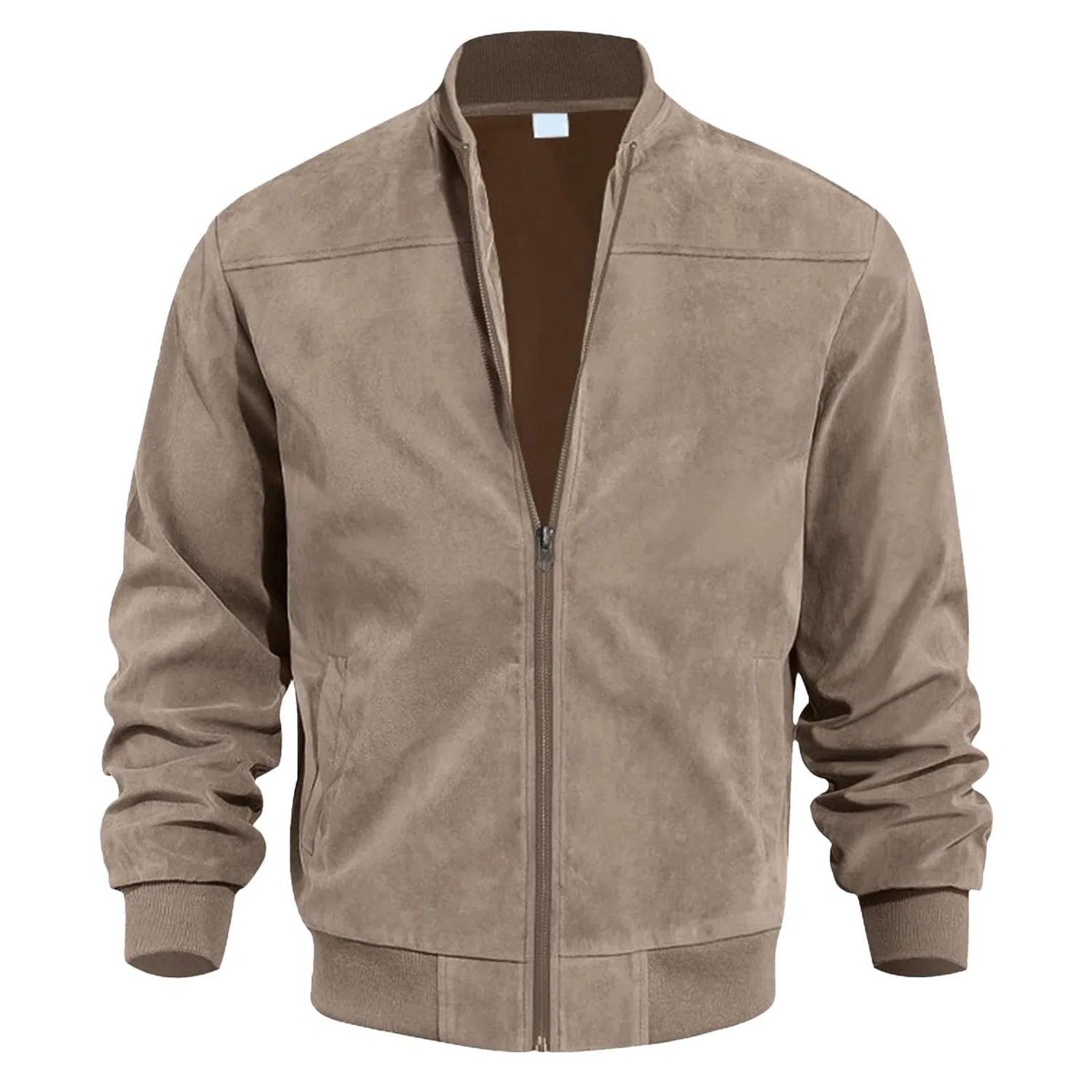 Мужская куртка-бомбер из замши на молнии Vintage Jackets, dark khaki
