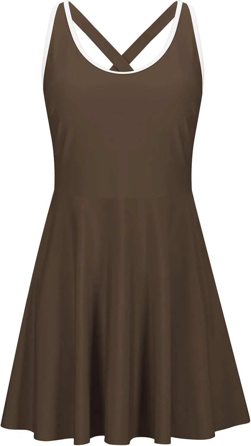 Женский купальный костюм с завышенной талией tankini, Brown — фото 4
