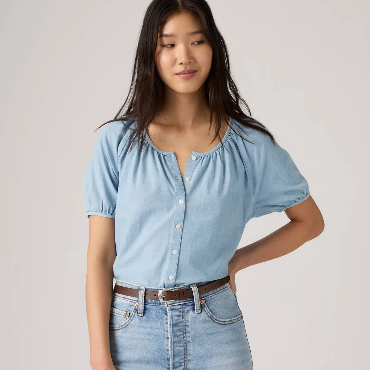 Блузка Cady с короткими рукавами и пуговицами Levi's, Darkest Night Ditsy Hearts Multi - Blue