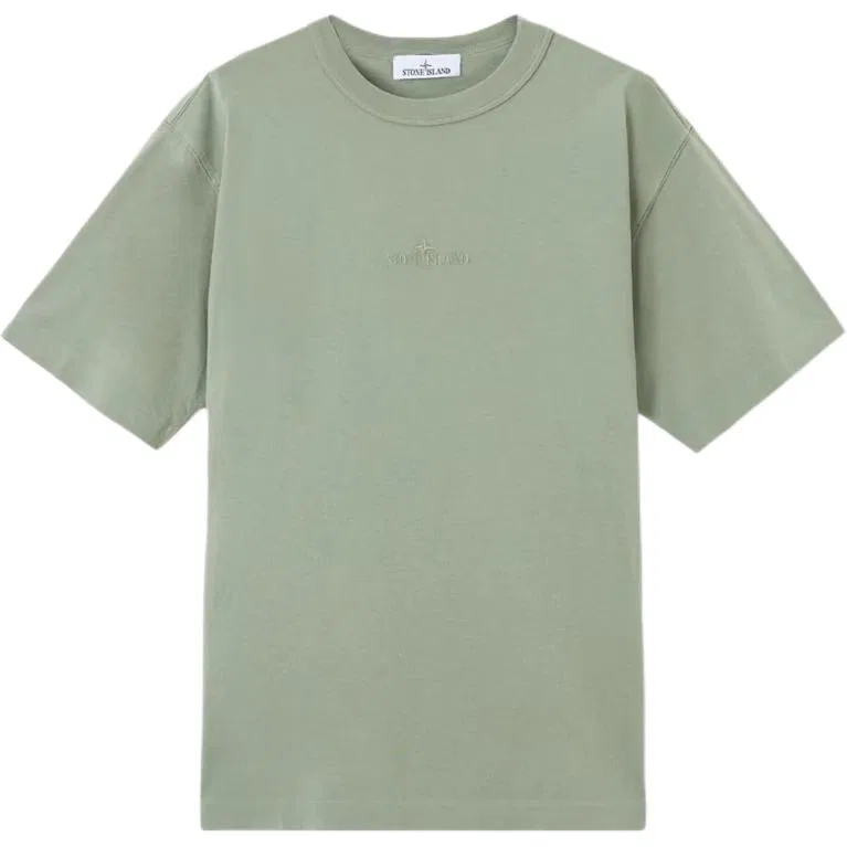 Мужская футболка с вышитым логотипом Logo Embroidered Crewneck T Shirt STONE ISLAND, Sage Green