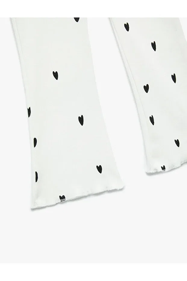 Детские леггинсы для девочек с принтом Cotton Heart Printed Camisole Spanish Koton, Ecru Patterned — фото 3