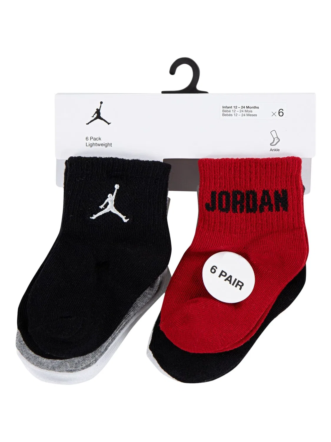 Носки детские, 6 пар Jordan Everyday Essential, красный/серый — фото 4