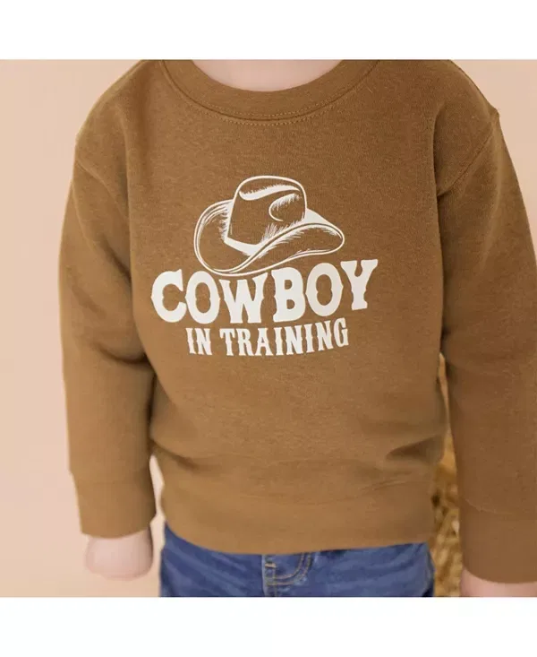 Детская толстовка для мальчиков с принтом Cowboy In Training Western Sweet Wink, Mocha — фото 3