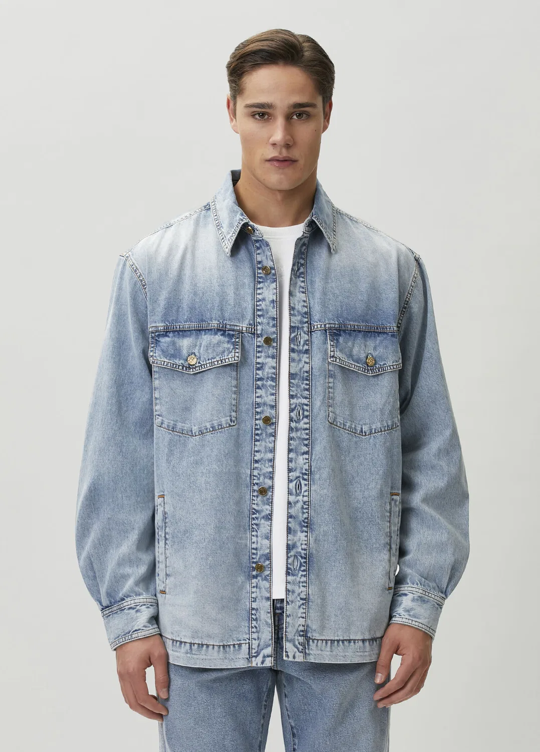 Джинсовая рубашка Balmain, синий