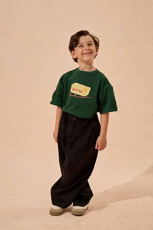 Детские брюки для девочек широкие Tencel pleated barrel trousers Fahhar Kids, Black