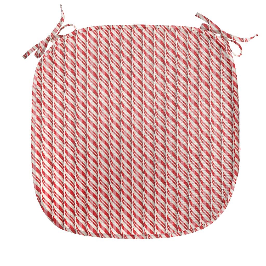 

ABAKUHAUS Candy Cane Подушка для обеденного стула Красная рождественская конфета Декоративная водонепроницаемая подушка с ремнями для кухонных сидений 40 см x 40 см Кремово-красный