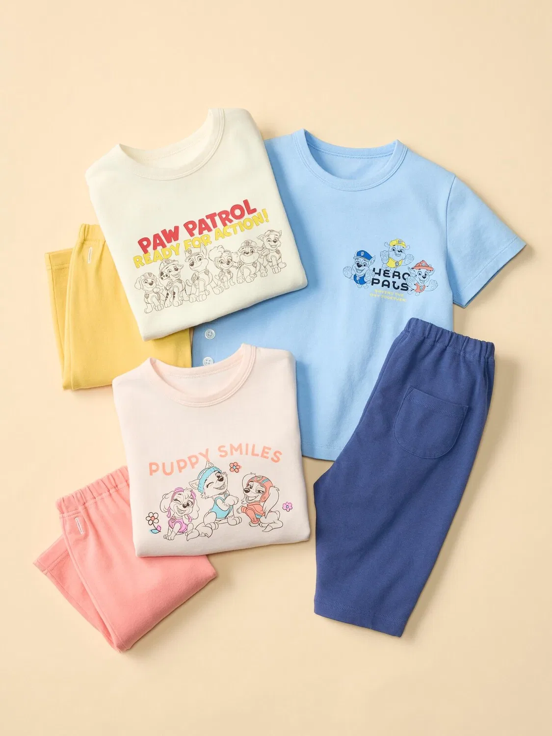 Пижама Uniqlo, детская, «Щенячий патруль», с коротким рукавом, розовый — фото 2