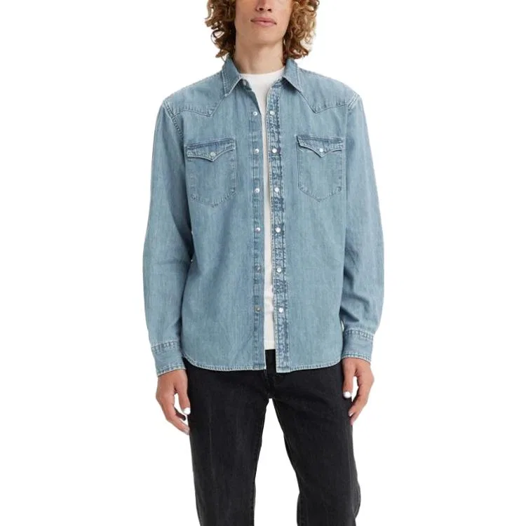 Детская рубашка из денима с острым воротником Levi's, Blue — фото 3
