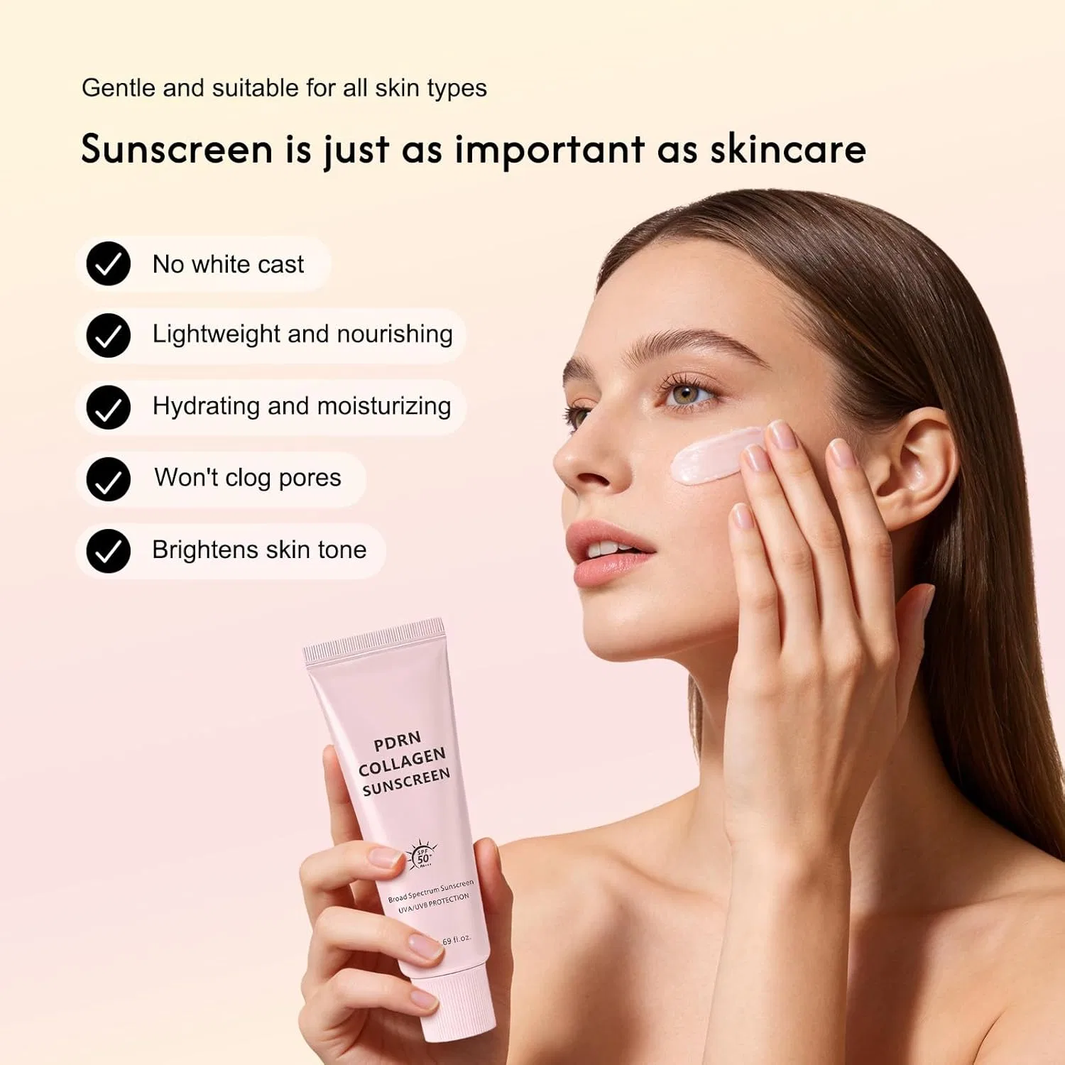 Солнцезащитный крем для лица PDRN Collagen SPF 50, 50 мл, RadiantRe — фото 4