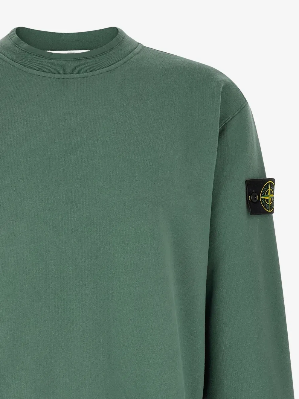 Свитшот из органического хлопка с начесом на флисе Stone Island, зеленый — фото 3