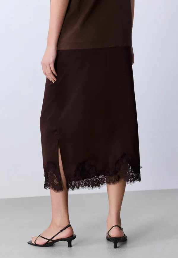 Юбка plain A-line skirt Next, chocolate brown, коричневый/шоколадный — фото 3