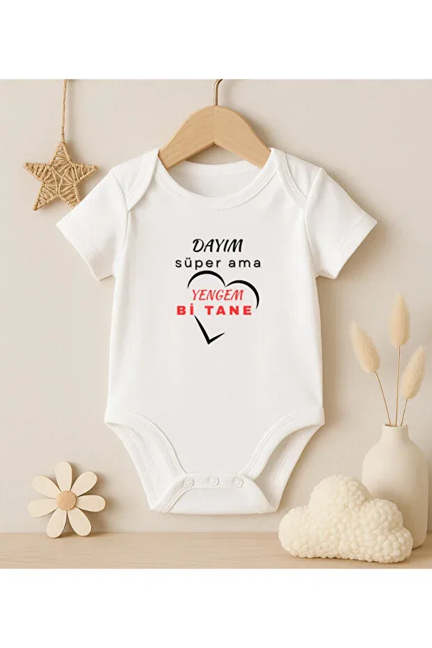 Детское боди с коротким рукавом My uncle is super but my sister is bi written printed Modat, White