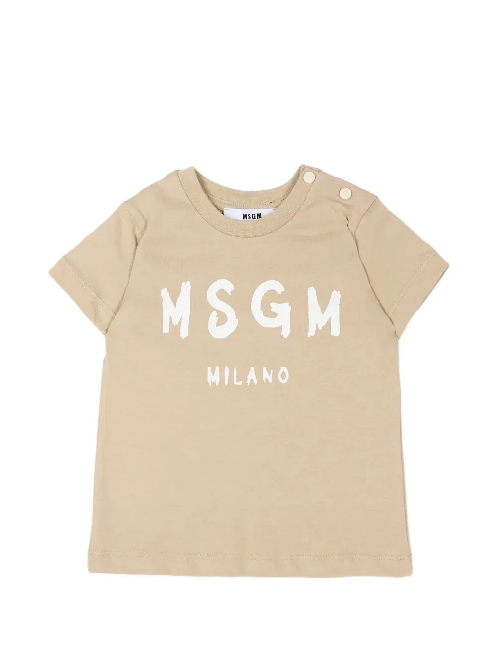 Футболка с логотипом и пуговицами на плече Msgm Kids, бежевый