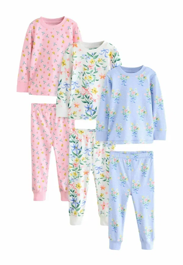 Комплект пижамный из 3 предметов, хлопок, Floral, Pyjama Set, Next, Pink, синий/розовый