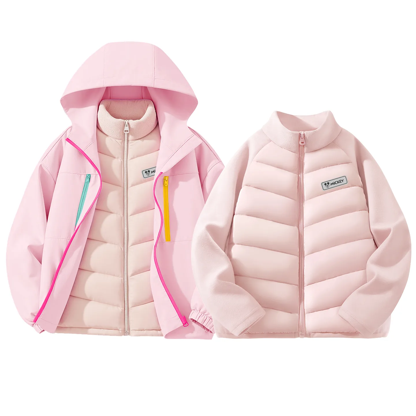 Детская повседневная худи с капюшоном Disney, [Thickened Thermal]Solid Color Sweet Pink+Di H Square Hook-and-Loop Pink