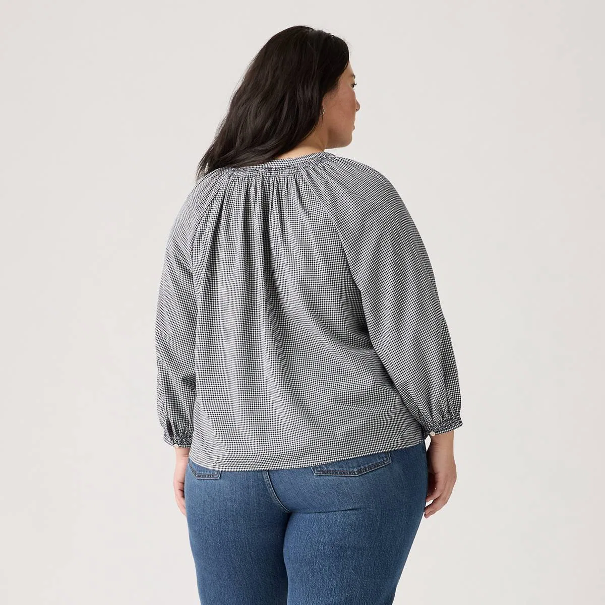 Блузка Reverie (большого размера) Levi's, Ceicil Even Micro Check Peacoat - Blue — фото 4