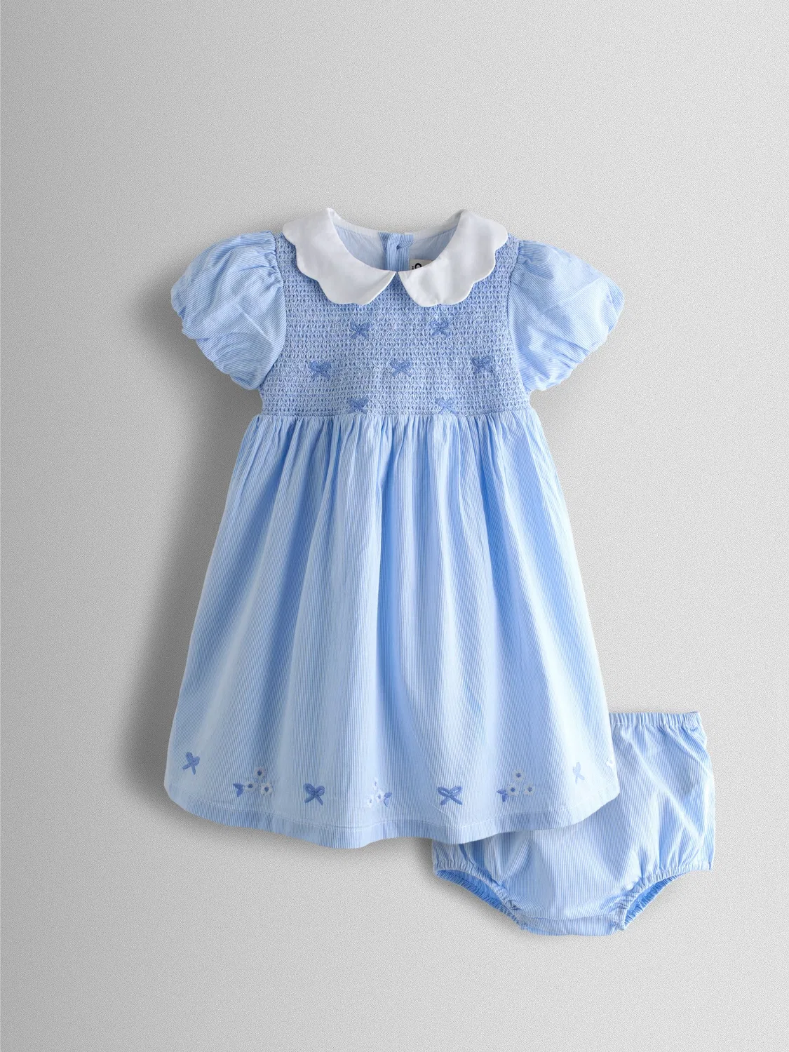 Платье с пинстропами, модель Bud Floral Jojo Maman Bébé, светло-голубой