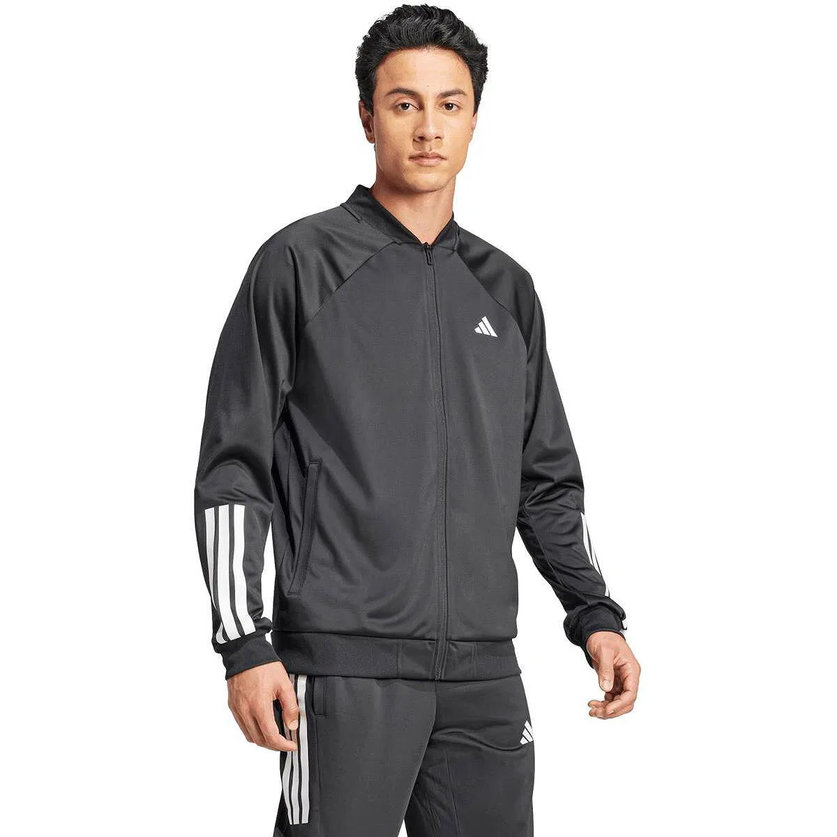 Мужская тренировочная куртка с 3-полосным дизайном Adidas, Schwarz — фото 4