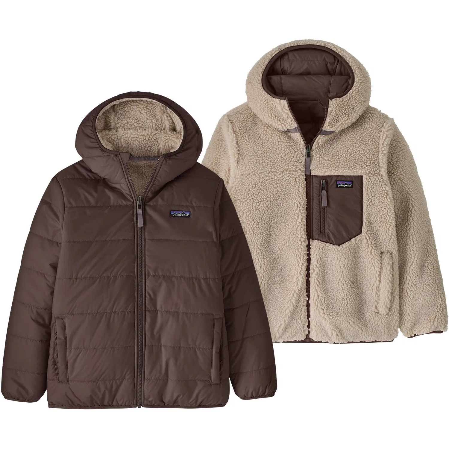 Детский двусторонний утепленный худи с капюшоном Reversible Ready Freddy, Patagonia, Den Brown