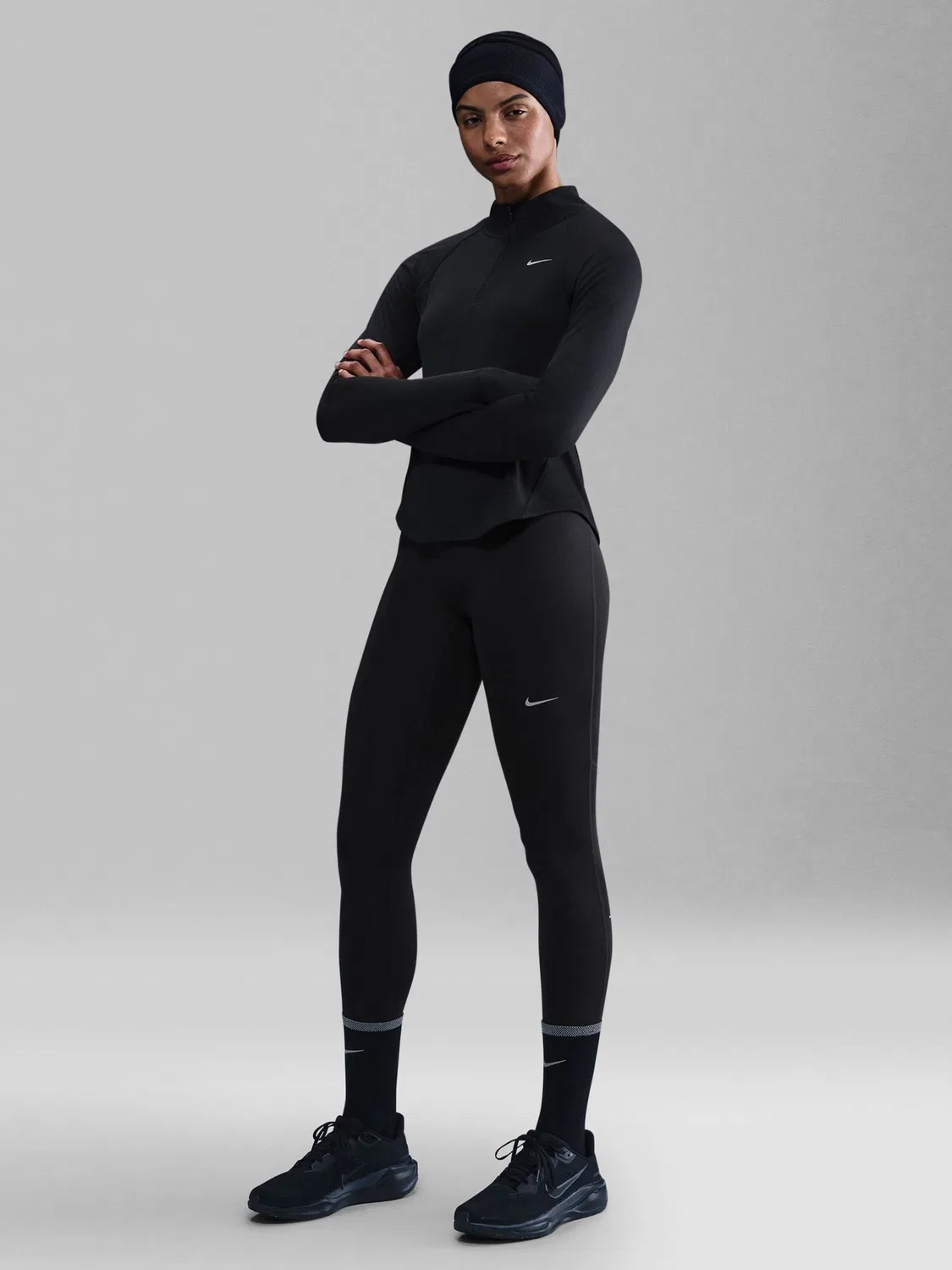 Леггинсы для бега Nike Tempo, высокие, 7/8, Black