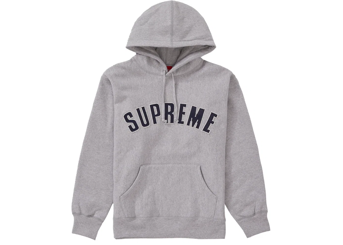 Мужской худи с капюшоном с логотипом Supreme Pearl Logo, Heather Grey