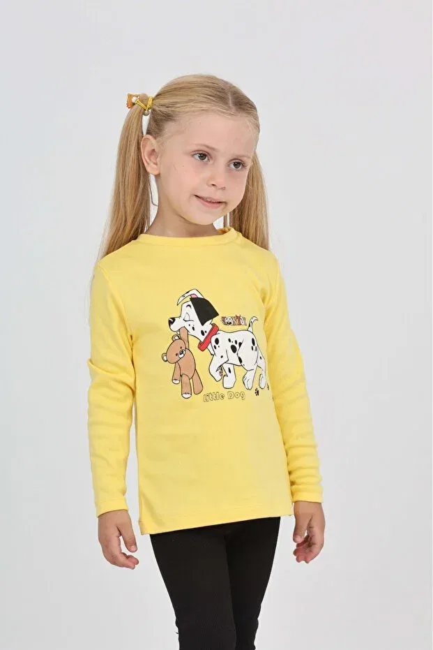 Детские свитшот для девочек с принтом Dog Bear Toontoy, Dark Yellow — фото 2