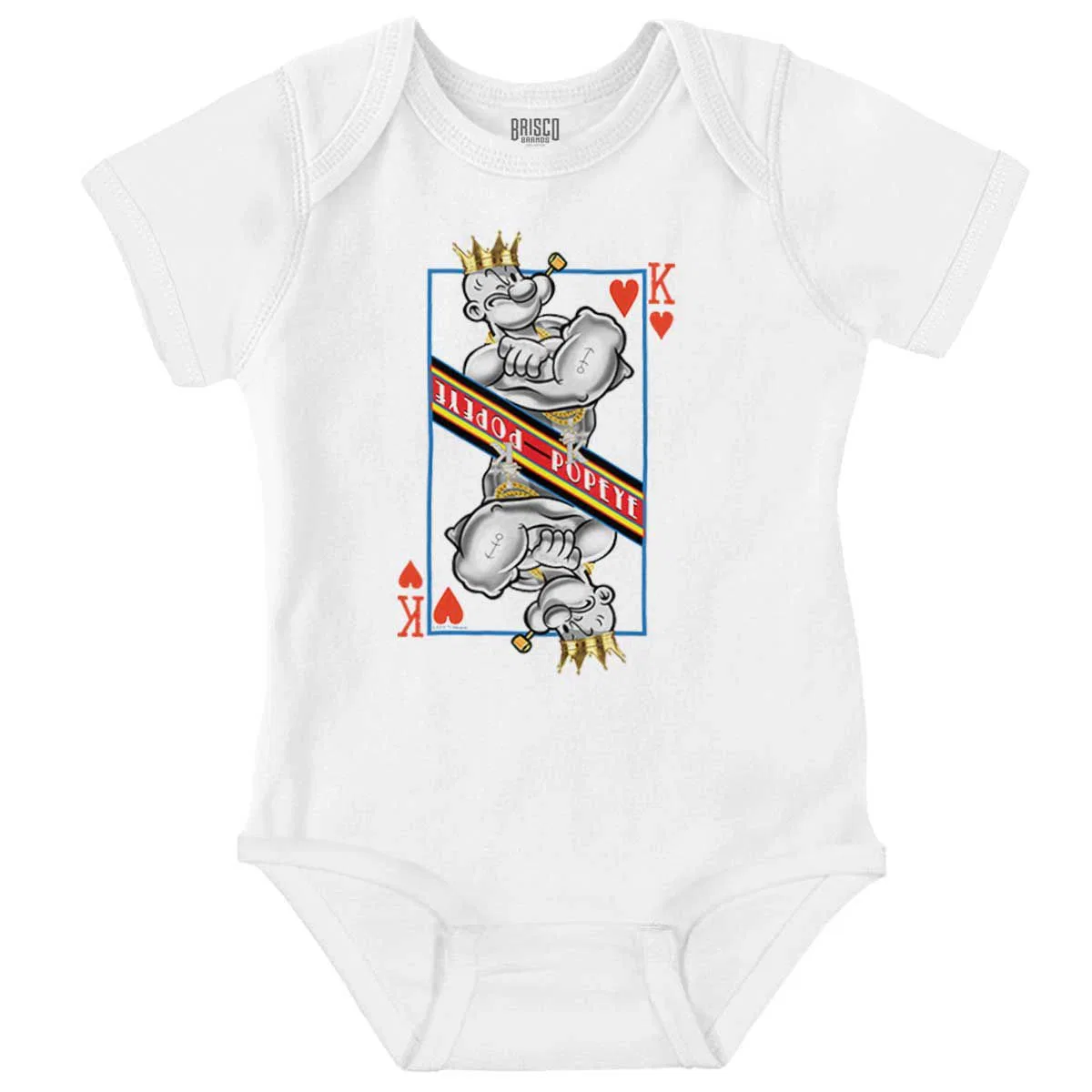 Детский боди-комбинезон с принтом Popeye King of Hearts Playing Card Brisco Brands, White