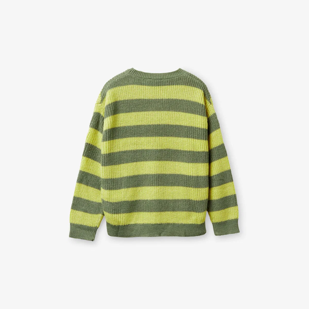 Вязаный джемпер в полоску стандартного кроя, 6-14 лет Benetton, хаки — фото 3