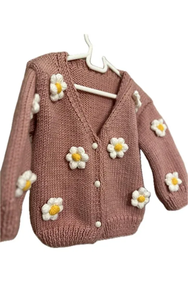 Детский кардиган для девочек с цветочным принтом Numi, Pink — фото 3