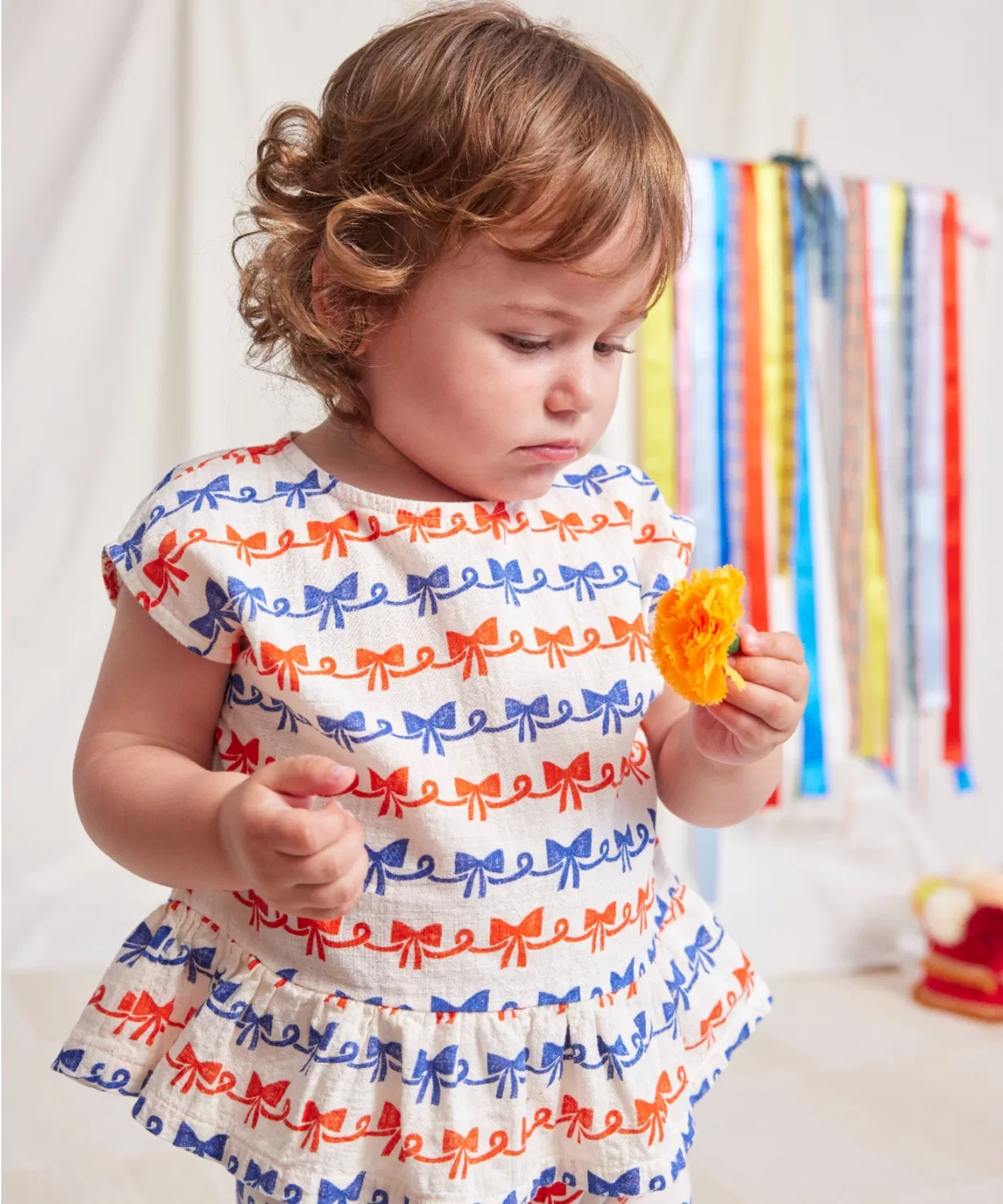 Детская блузка с принтом Ribbon Bow BOBO CHOSES, Off White