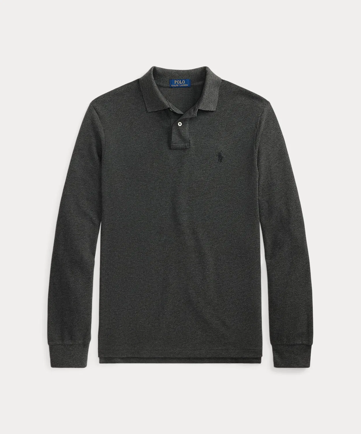 Мужская футболка-поло с длинным рукавомCustom Slim POLO RALPH LAUREN, Grey — фото 2