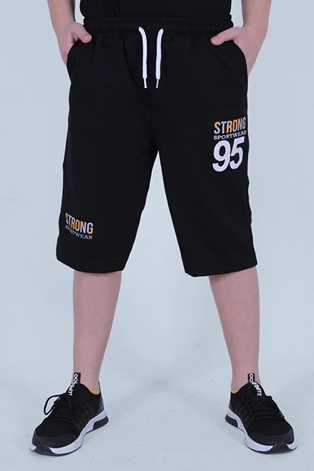 Детские шорты для мальчиков с принтом 95 Strong Print Panio Kids, Black — фото 2
