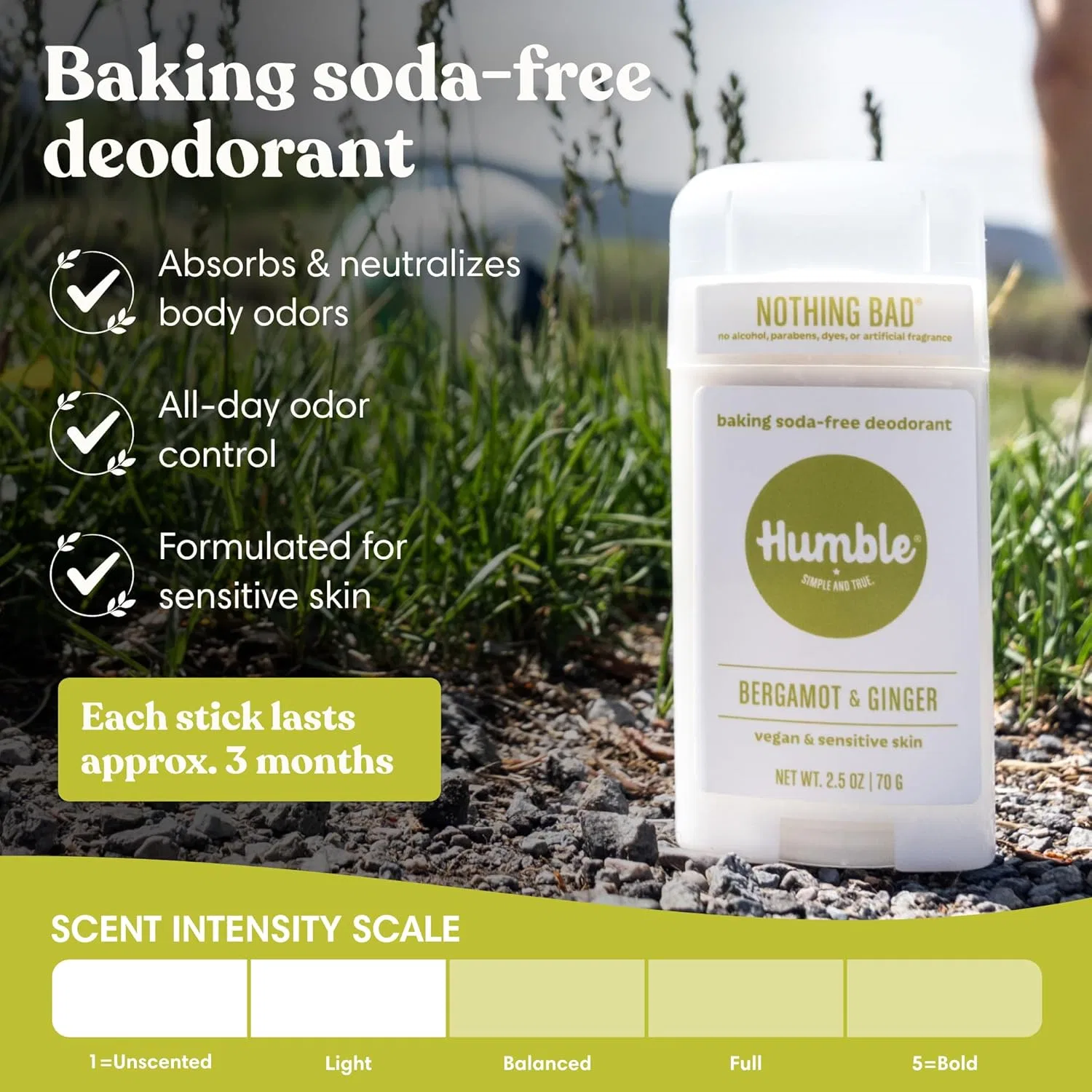 Дезодорант стик Bergamot and Ginger, HUMBLE BRANDS, 75 мл Humble Simple And True. — фото 2
