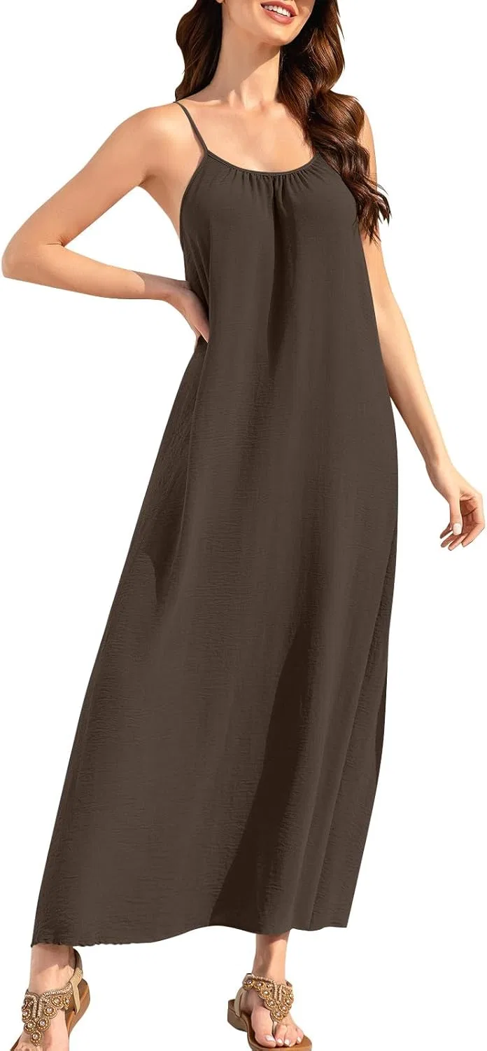 Женское летнее платье без бретелек с квадратным вырезом, Coffee