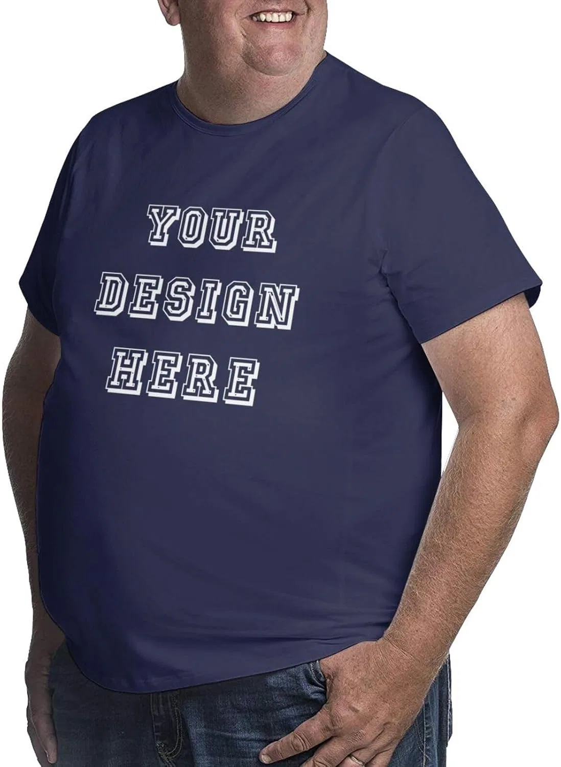 Мужская свободная футболка с круглым вырезом Custom Big T Shirts, Navy Blue — фото 2