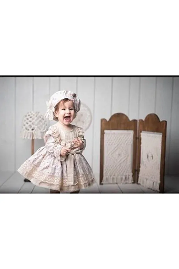 Детское платье для девочек с принтом Children's vintage floral evening dress Hly Karol Tasarım, Nude Color