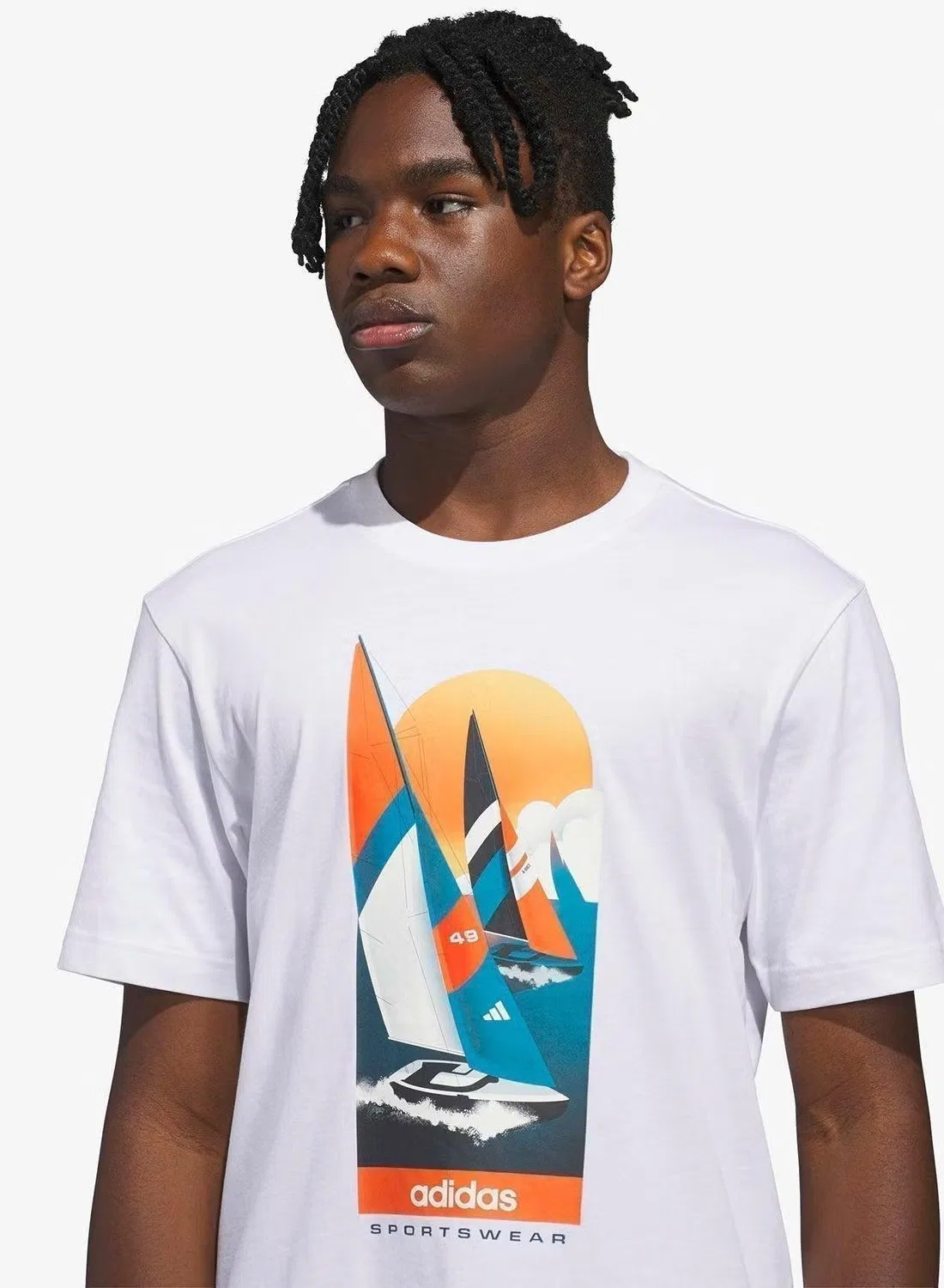 Футболка с принтом Summer Sailing Adidas, белый — фото 3