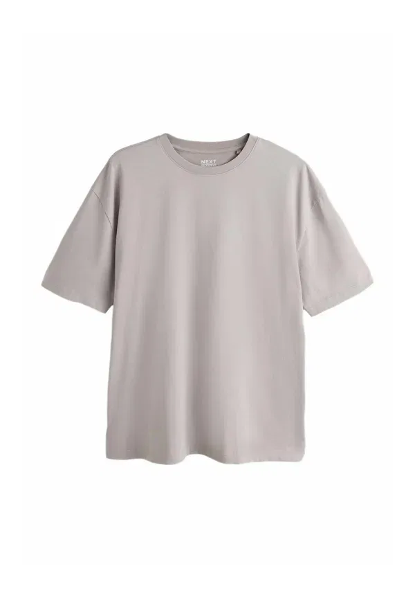 Футболка хлопковая Essential crew neck t-shirt relaxed fit Next, Neutral Flint, нейтральный
