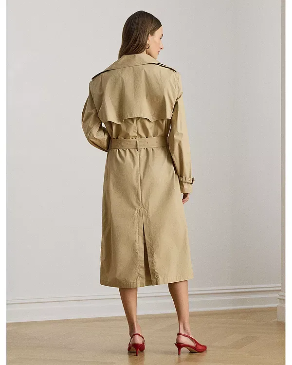 Женское двубортное пальто из хлопка Ralph Lauren, Tan — фото 3