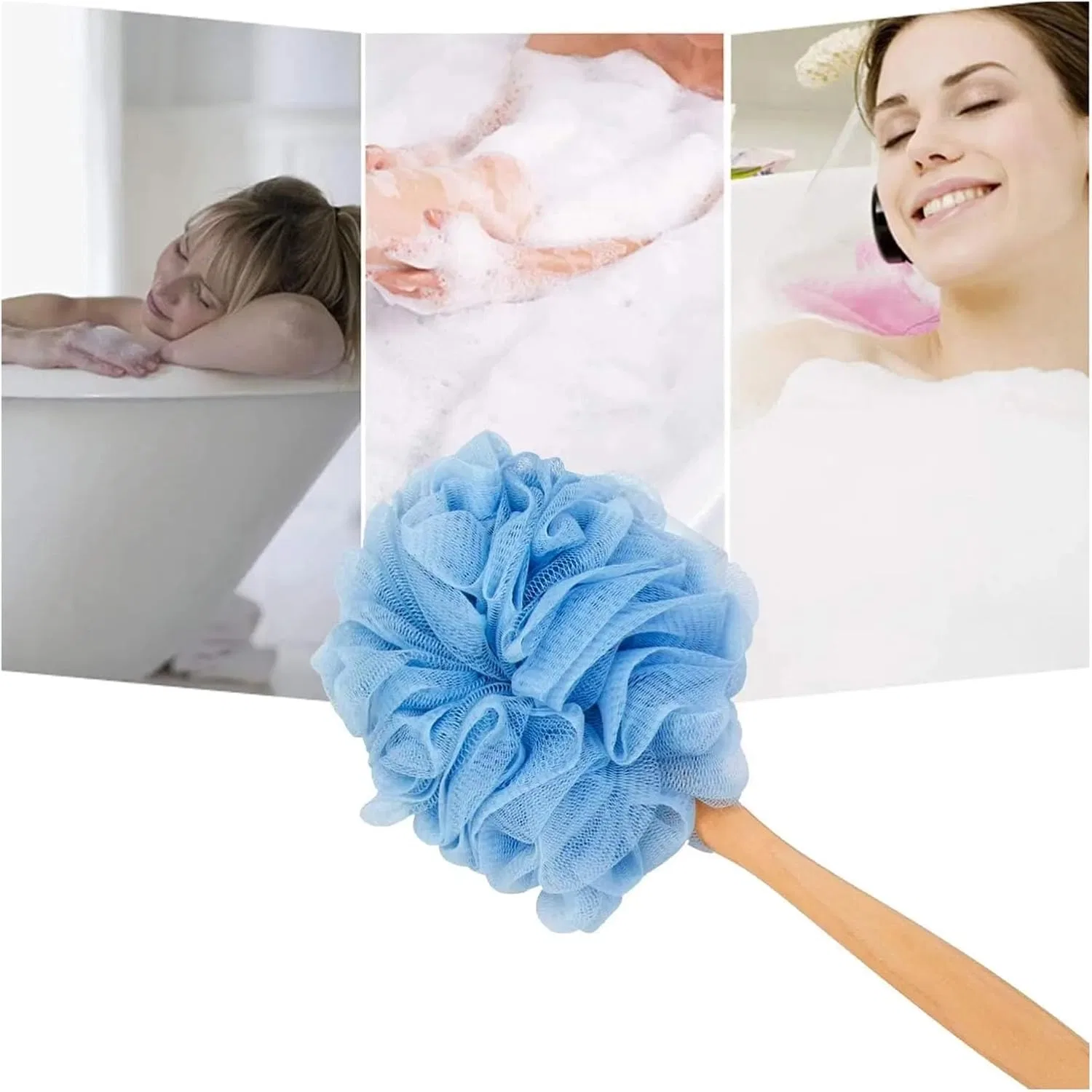 Ручная щетка для душа с длинной ручкой, LSYHHXC, 38 см, Blue — фото 3