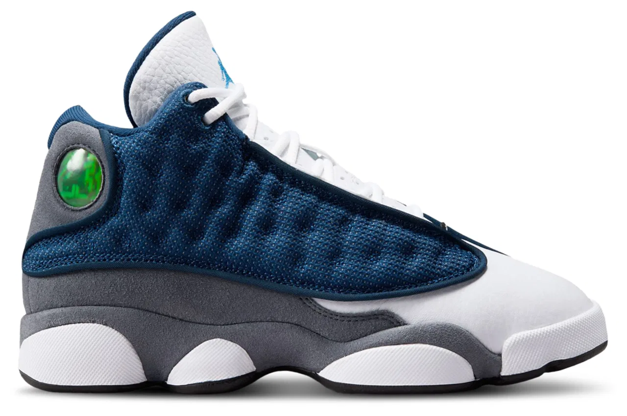 Детские баскетбольные кроссовки для мальчиков с кожаным верхом Jordan Retro 13 Jordan, University Blue/Grey/Navy