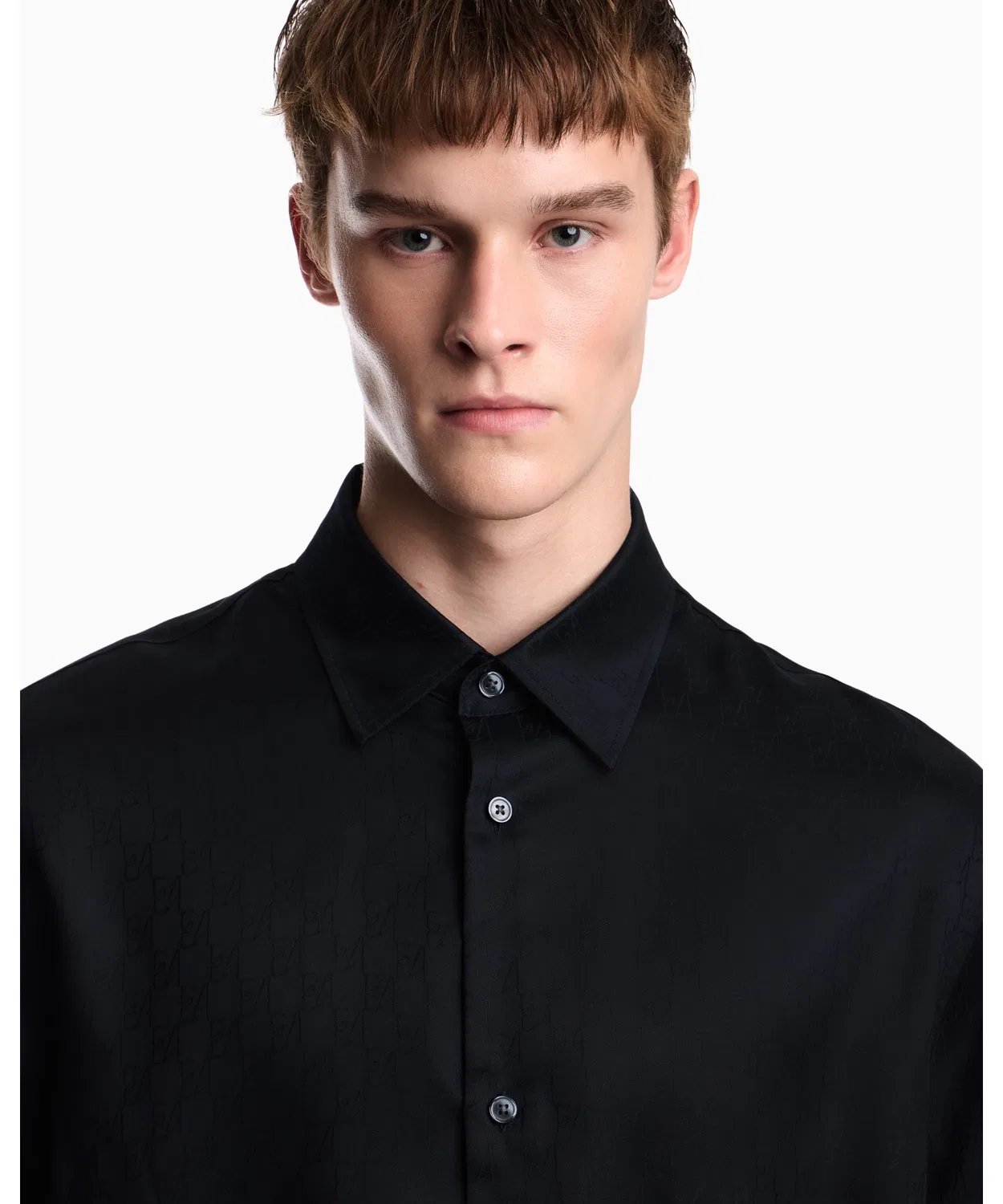 Мужская рубашка с коротким рукавом из лиоцелла Emporio Armani, Regular Fit, модель Emporio Armani — фото 4
