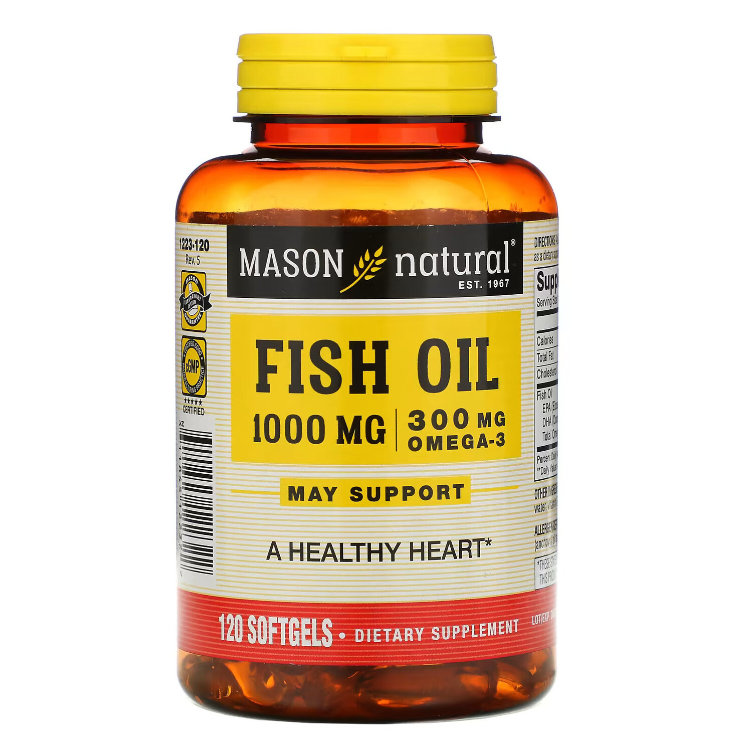 

Mason Natural, рыбий жир, 1000 мг, 120 капсул