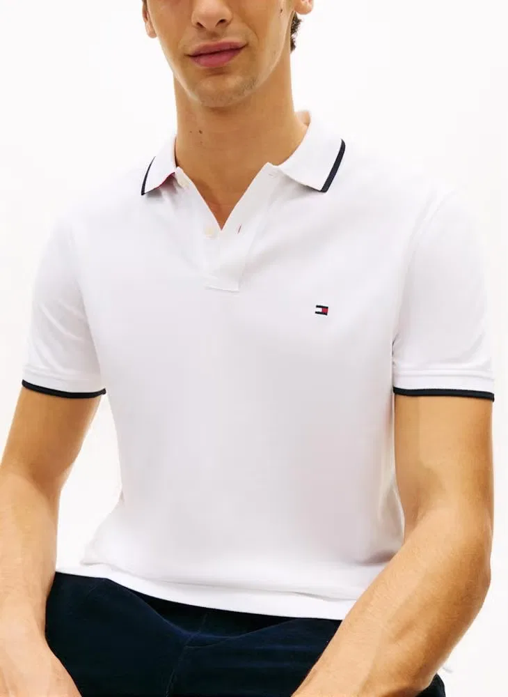 Поло с контрастной отделкой, хлопковое, Regular fit, Tommy Hilfiger, белый — фото 3