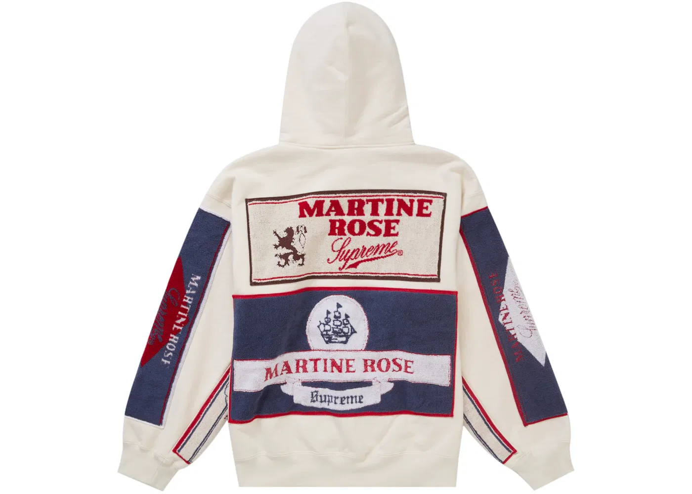 Мужской свитшот на молнии с аппликацией Supreme Martine Rose Towel Zip Up Hooded Sweatshirt, White